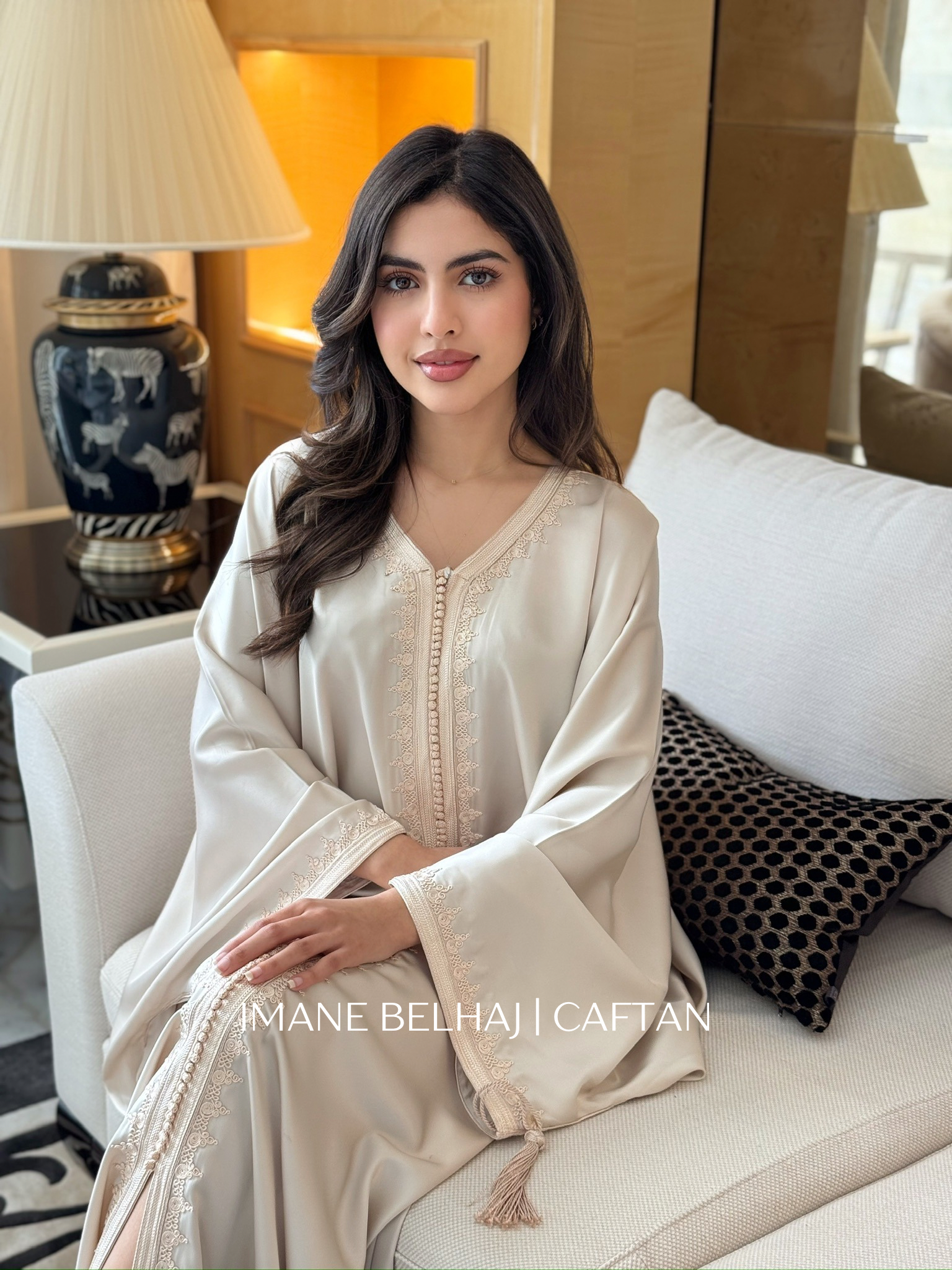 Moroccan gandoura caftan luxury modest ramadan eid dress beige