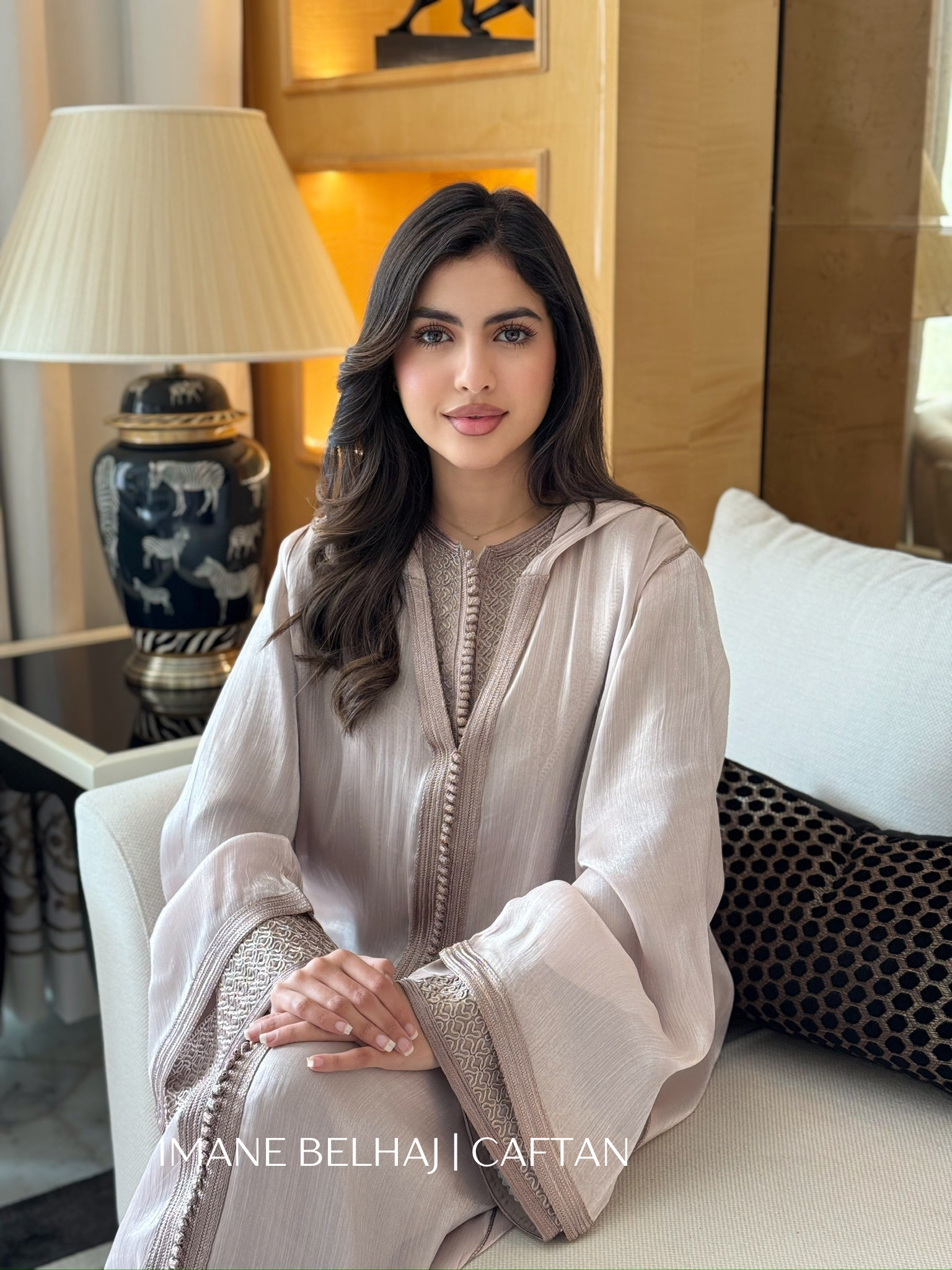 Moroccan jellaba caftan luxury modest ramadan eid dress beige