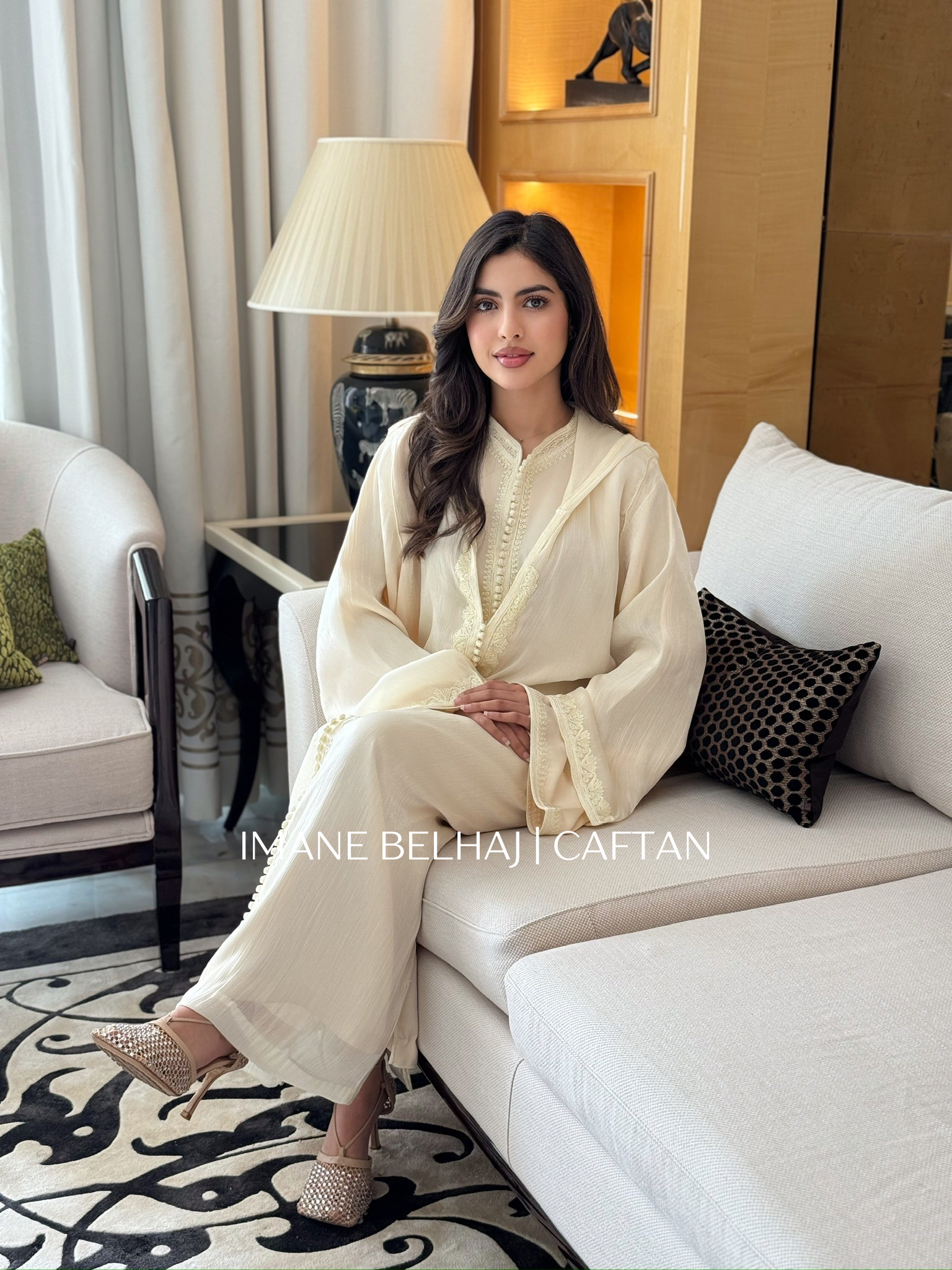 Luxury Moroccan caftan jellaba modest elegant dress front view