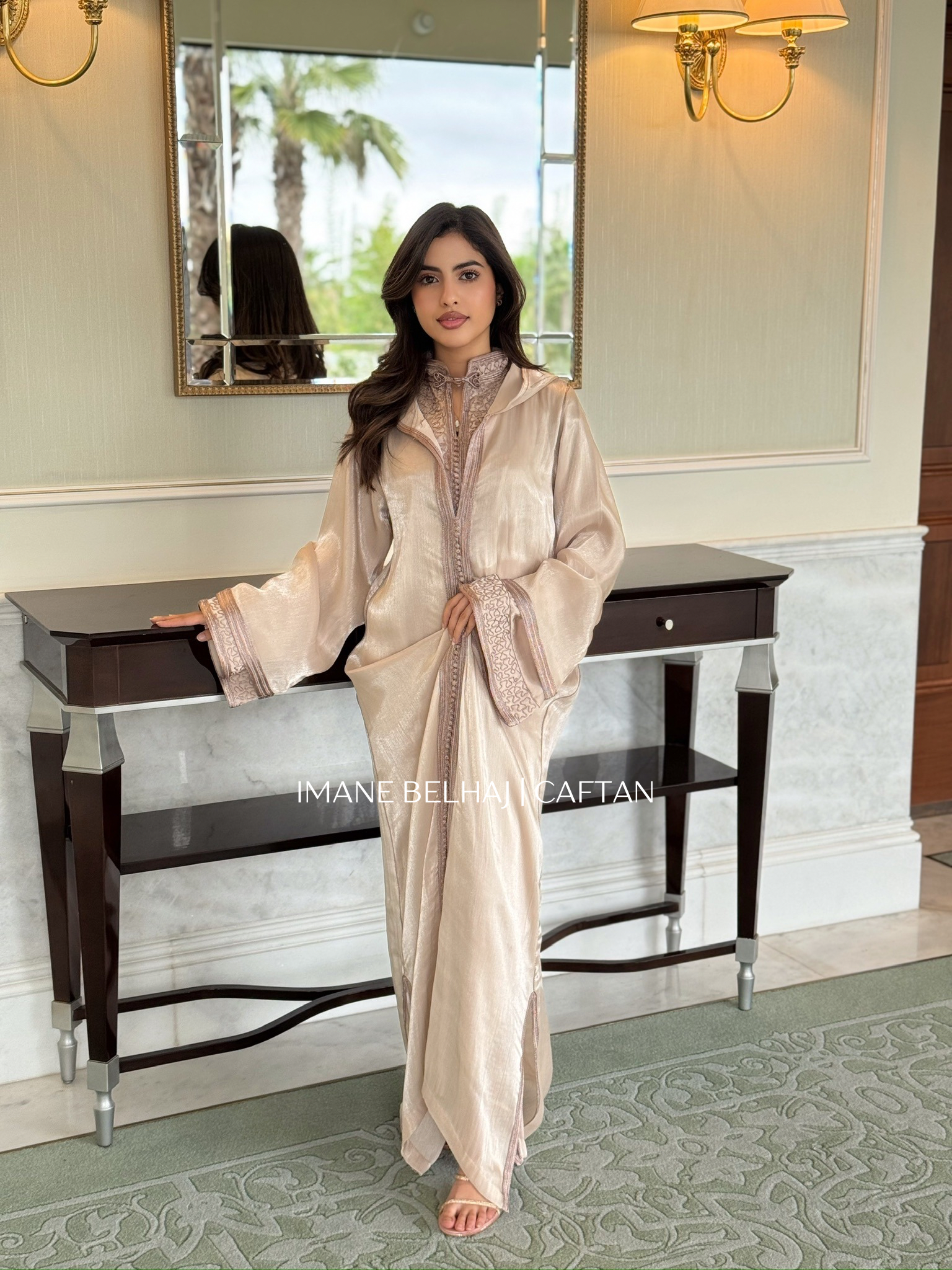 Moroccan jellaba caftan luxury modest ramadan eid dress beige