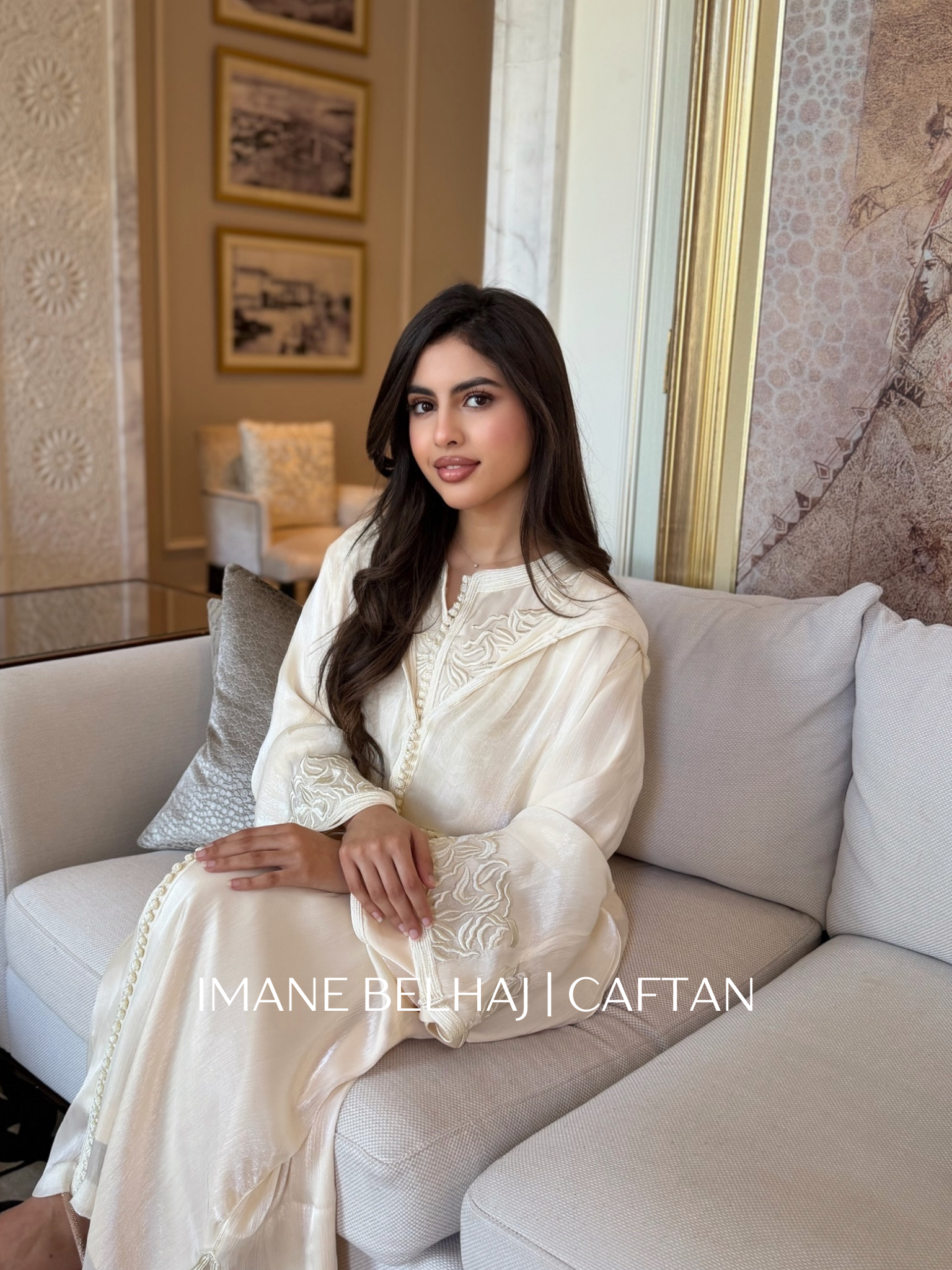 Luxury Moroccan jellaba dress Yara with flowing silhouette