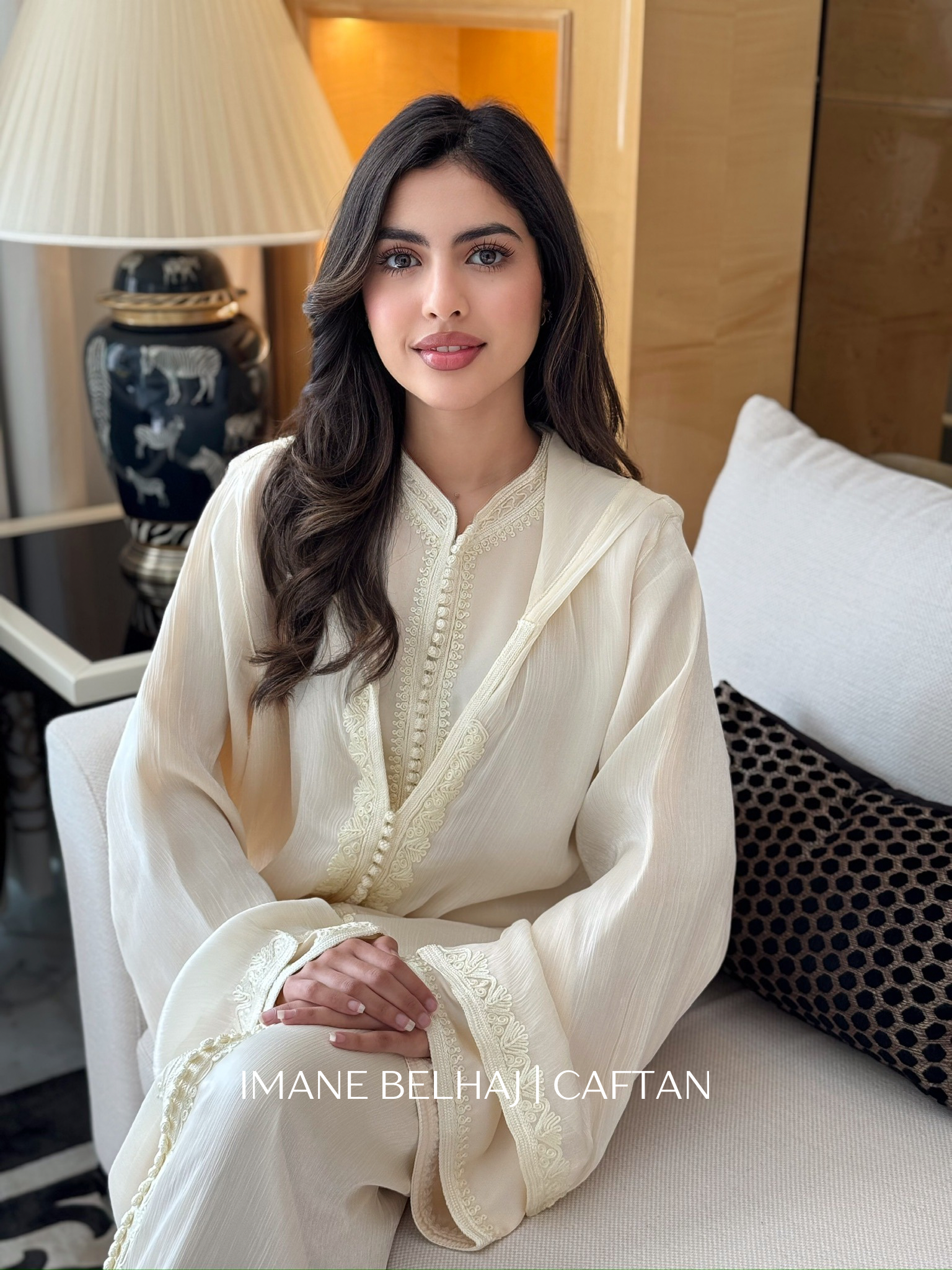 Moroccan jellaba caftan luxury modest ramadan eid dress cream