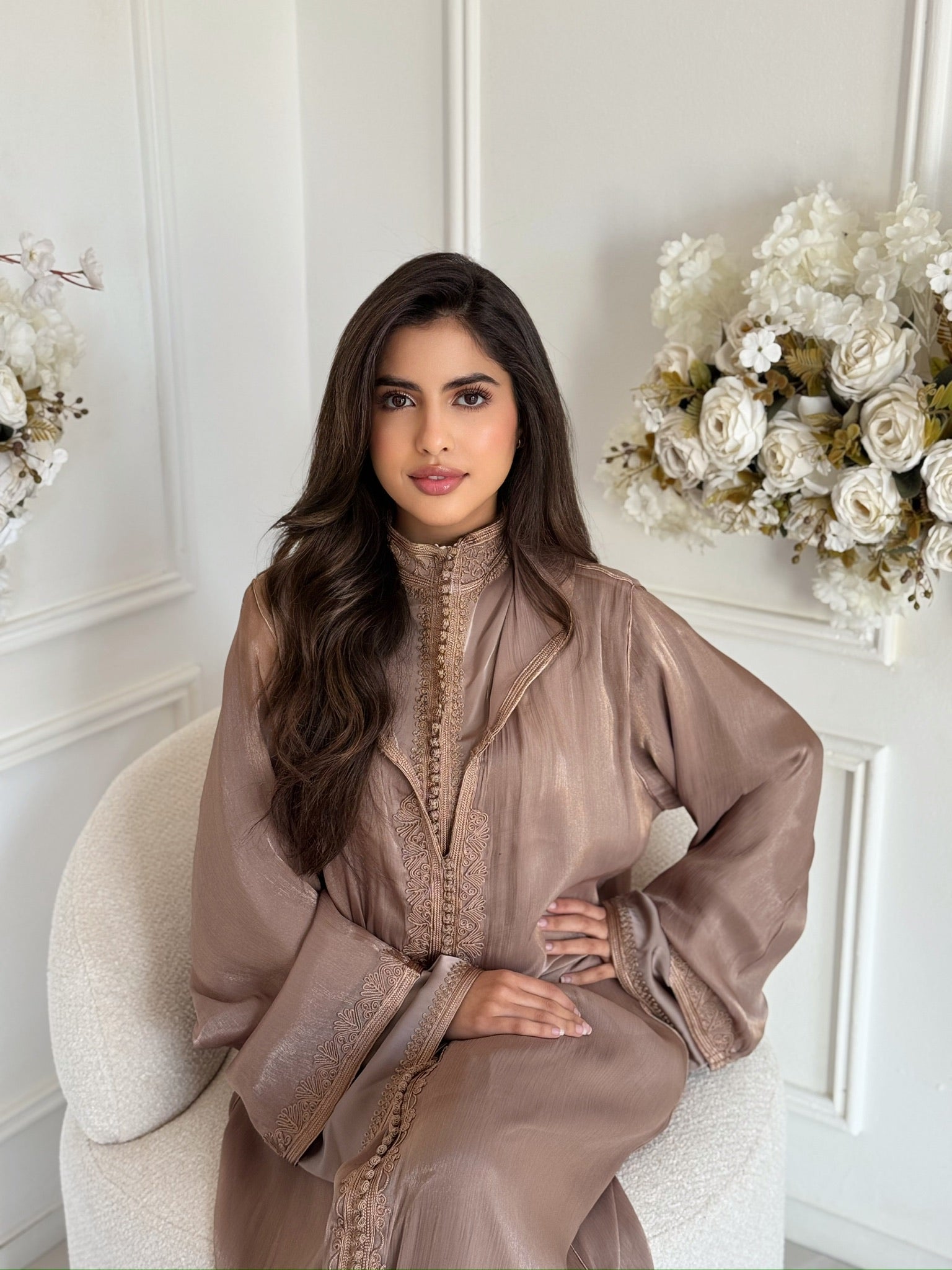 Elegant Moroccan modest dress for women – caftan style jellaba Douae