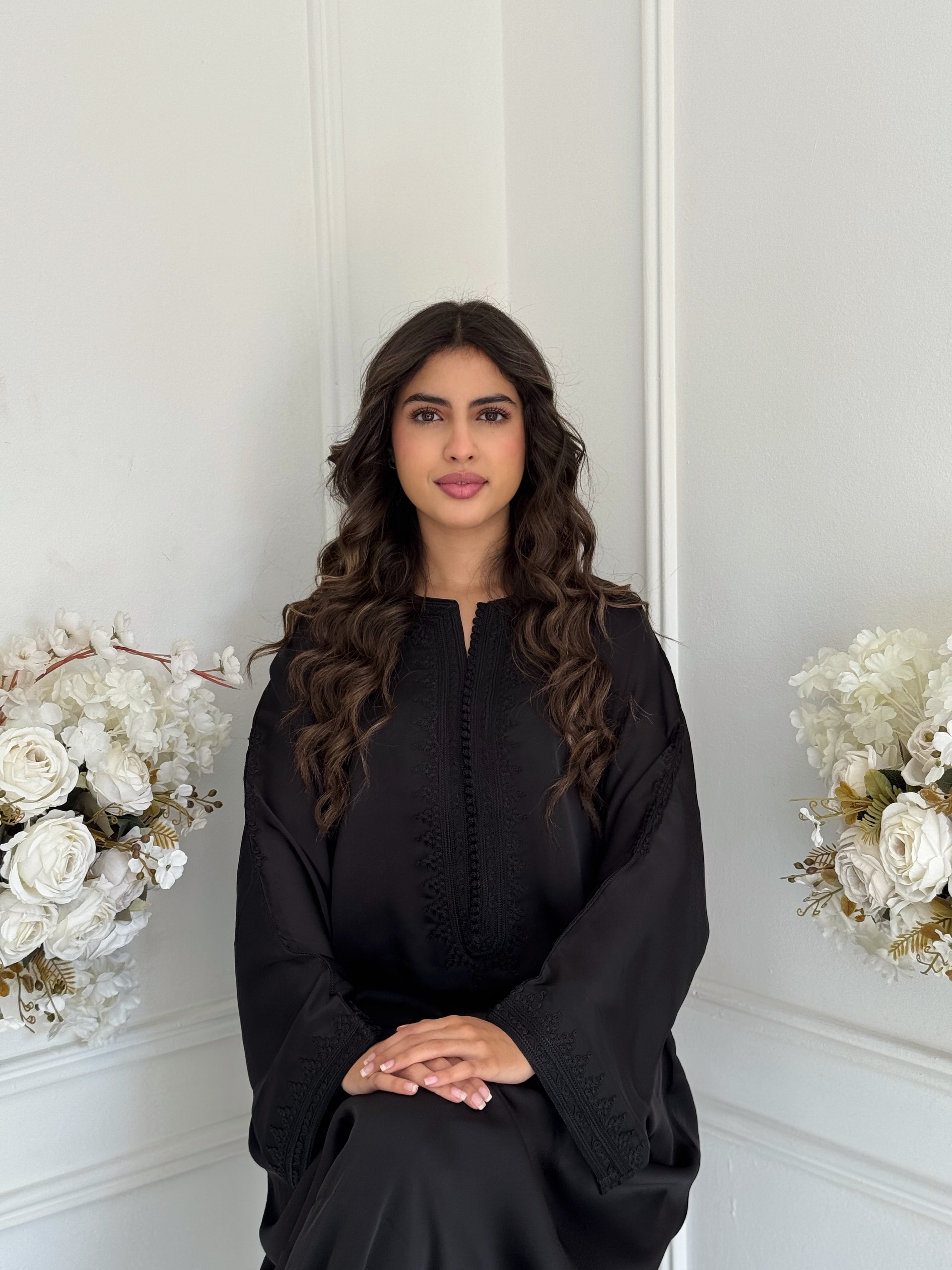 Full image of Gandoura Rahma Moroccan jellaba caftan handmade by Imane Belhaj.