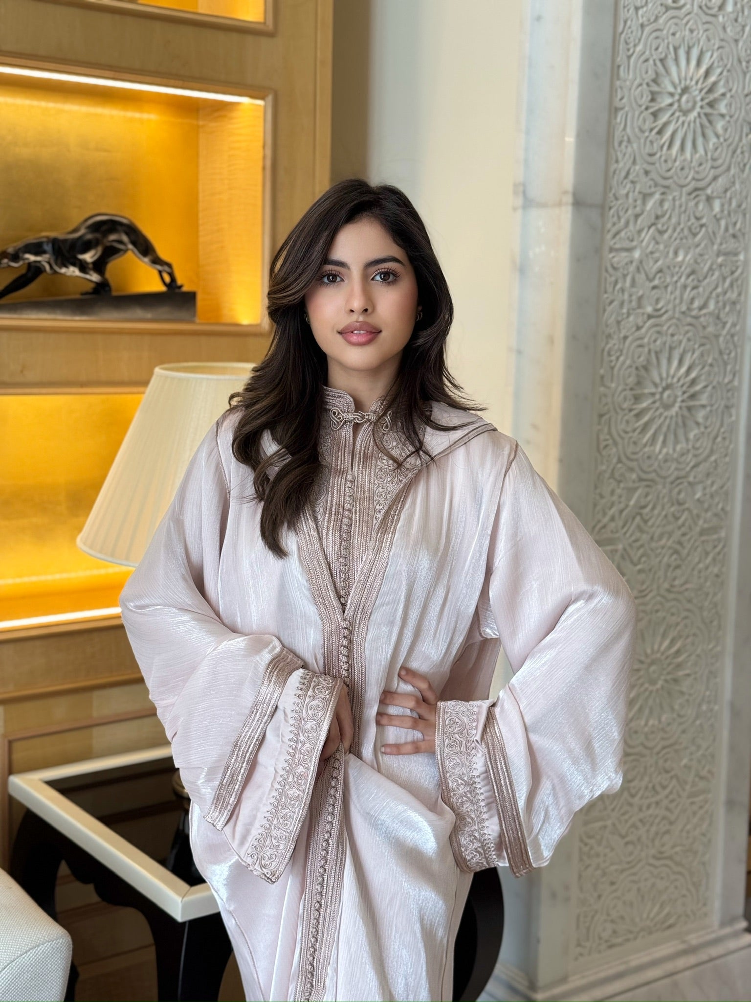 Moroccan jellaba caftan luxury modest ramadan eid dress light pink